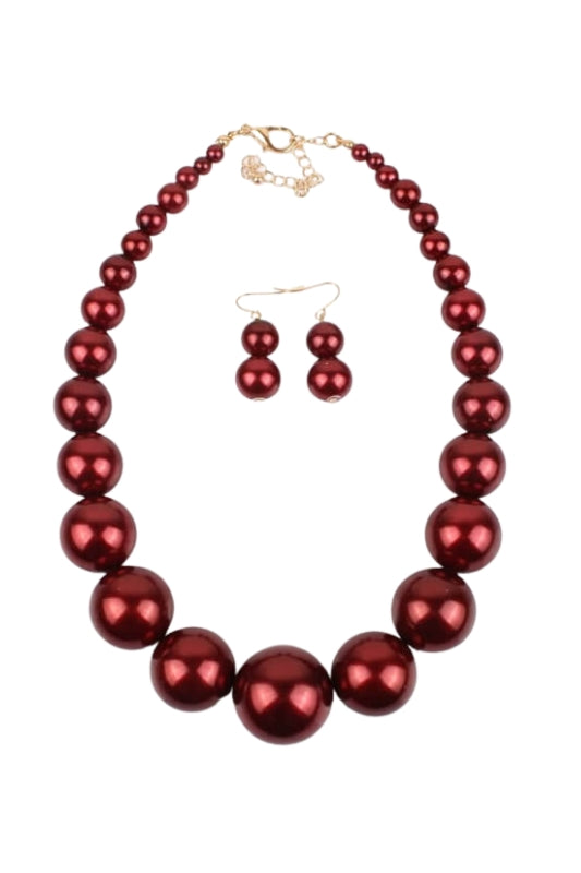 Beaded Pearl Statement Necklace and Earring Set