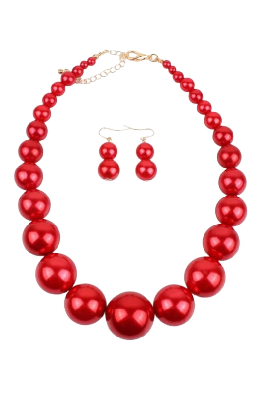 Beaded Pearl Statement Necklace and Earring Set