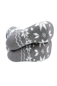 Snowflake Holiday Slipper Socks-Grey