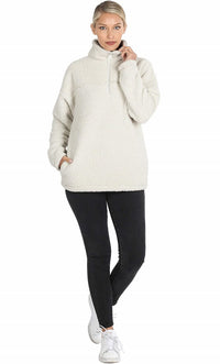 Half Zip Sherpa Pullover with Pockets