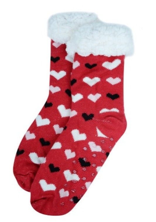 Toes in Love Valentines Sherpa Socks Jolie Vaughan Mature Women's Online Clothing Boutique