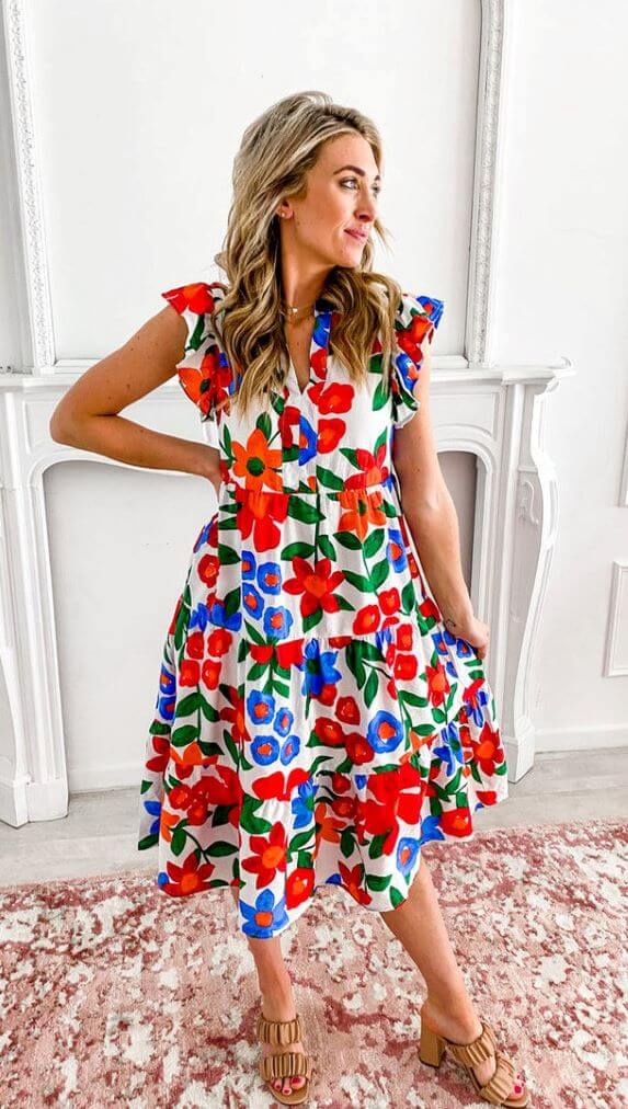 Floral Fusion Midi Dress | Summer Midi Dresses Jolie Vaughan Boutique Floral Fusion Midi Dress | Summer Midi Dresses Jolie Vaughan Boutique