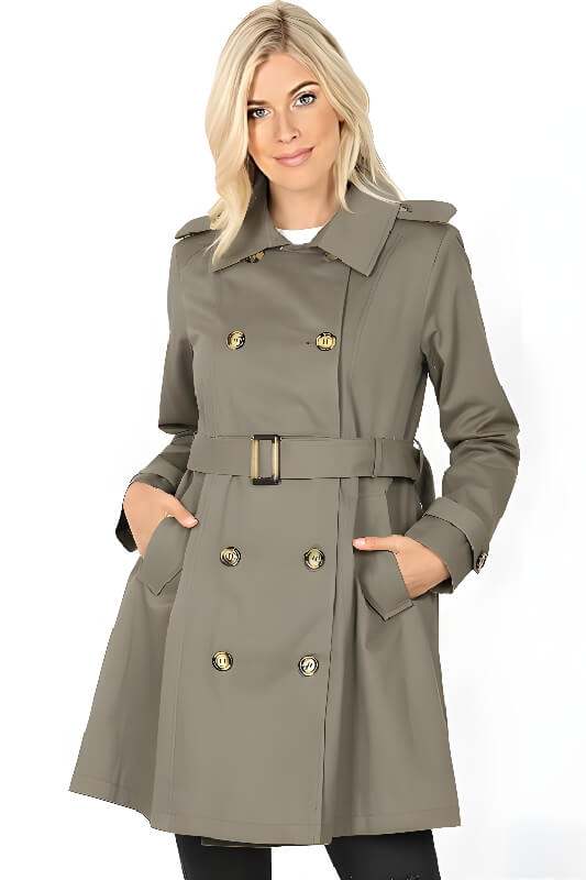 Olive Trench Coat Whether it's a breezy evening or a cold winter morning, this trench coat is your answer to looking effortlessly chic.