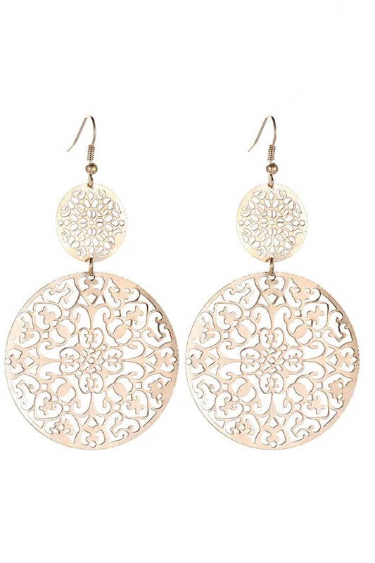 Round Filigree Drop Earrings – Gold or Silver