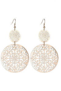 Round Filigree Drop Earrings – Gold or Silver