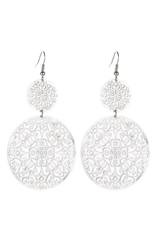 Round Filigree Drop Earrings – Gold or Silver