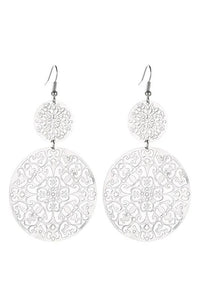 Round Filigree Drop Earrings – Gold or Silver