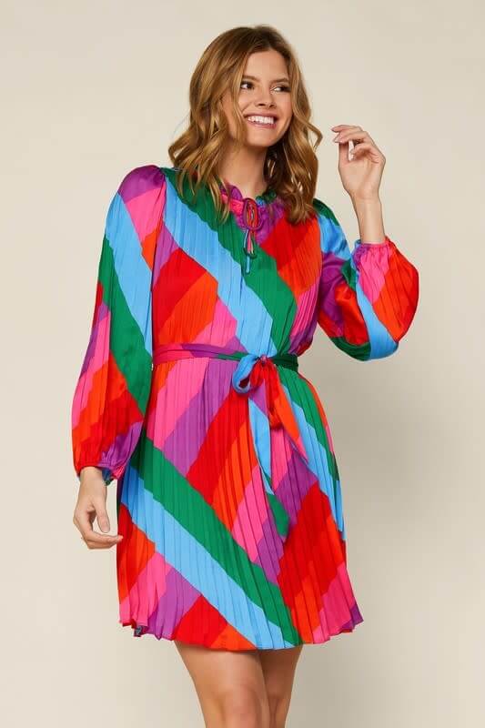 Warehouse pleated colour shops block dress