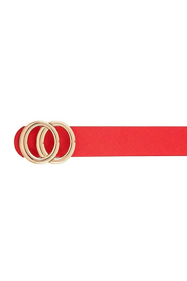 belt, mainly because of its fabulous double-circle buckle. It's perfect for dressing up or down. With a durable cowhide leather feel soft yet durable. red belt-yellow belt-coral belt women's belts