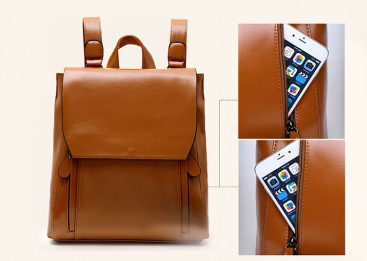 Tan Brown Backpack Women Genuine Leather. Vintage Sturdy - Etsy | Brown leather  backpack, Womens backpack, Brown backpacks