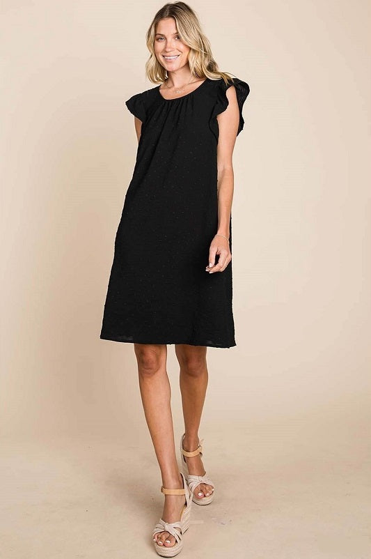 Black Swiss Dot Ruffle Sleeve Dress | Dresses for Mature Women Jolie Vaughan Boutique Black Swiss Dot Ruffle Sleeve Dress | Dresses for Mature Women Jolie Vaughan Boutique