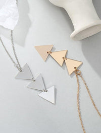 Modern Long Triangle Pendant Necklace