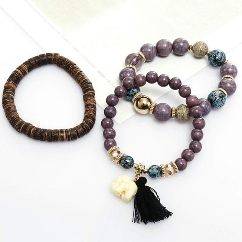 3/5Pcs/Set Multi-layer Tassel Bracelets for Women Beaded bracelet set with  tree pendant boho