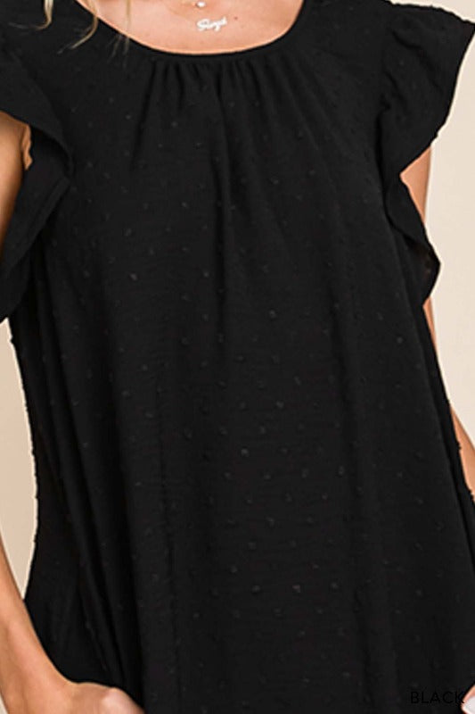 Jolie Vaughan Mature Women's Online Clothing Boutique Black Swiss Dot Ruffle Sleeve Dress | Dresses for Mature Women X-Large / Pink