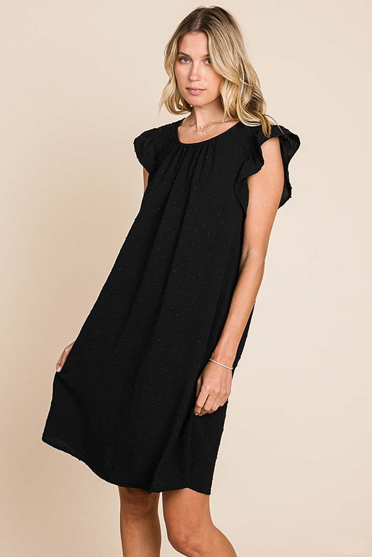 Black Swiss Dot Ruffle Sleeve Dress | Dresses for Mature Women Jolie Vaughan Boutique Black Swiss Dot Ruffle Sleeve Dress | Dresses for Mature Women Jolie Vaughan Boutique