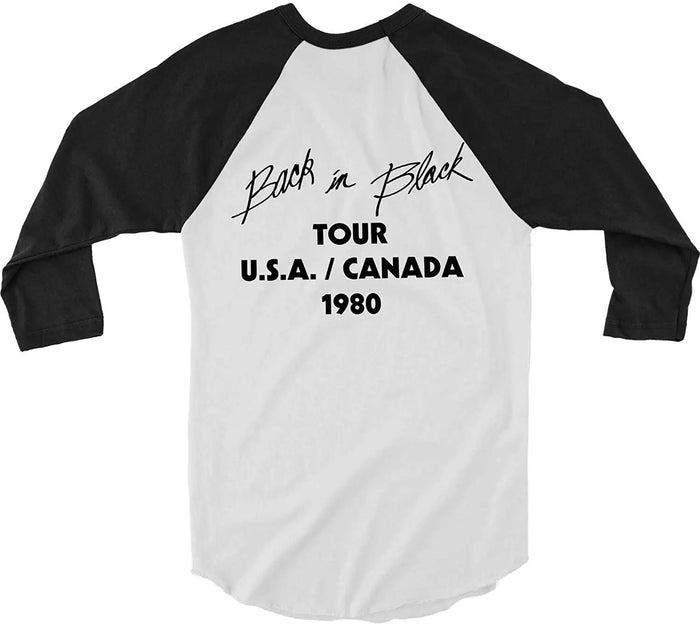 1980 AC/DC USA/Canada Back in Black Tour Raglan Tee Jolie Vaughan | Online Clothing Boutique near Baton Rouge, LA