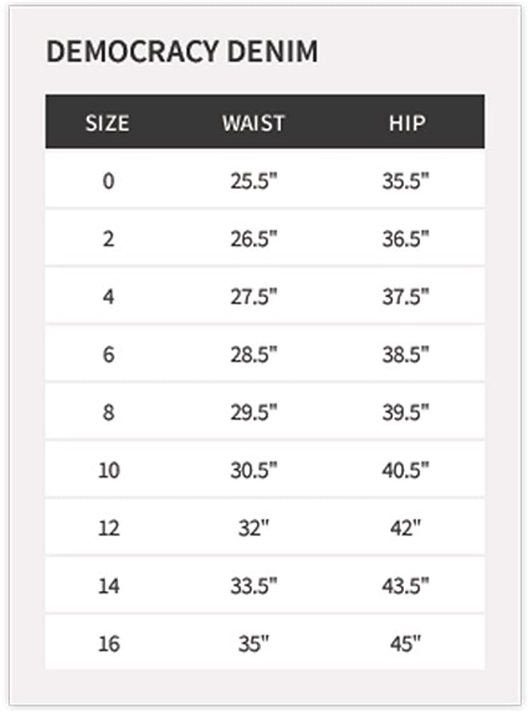 Pick the Perfect Jeans for Your Figure through Vervet Jeans Size Chart –  A-LIST BOUTIQUE
