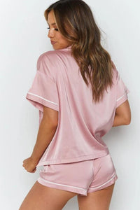Satin Pajama Shirt & Shorts Set - Jolie Vaughan | Online Clothing Boutique near Baton Rouge, LA