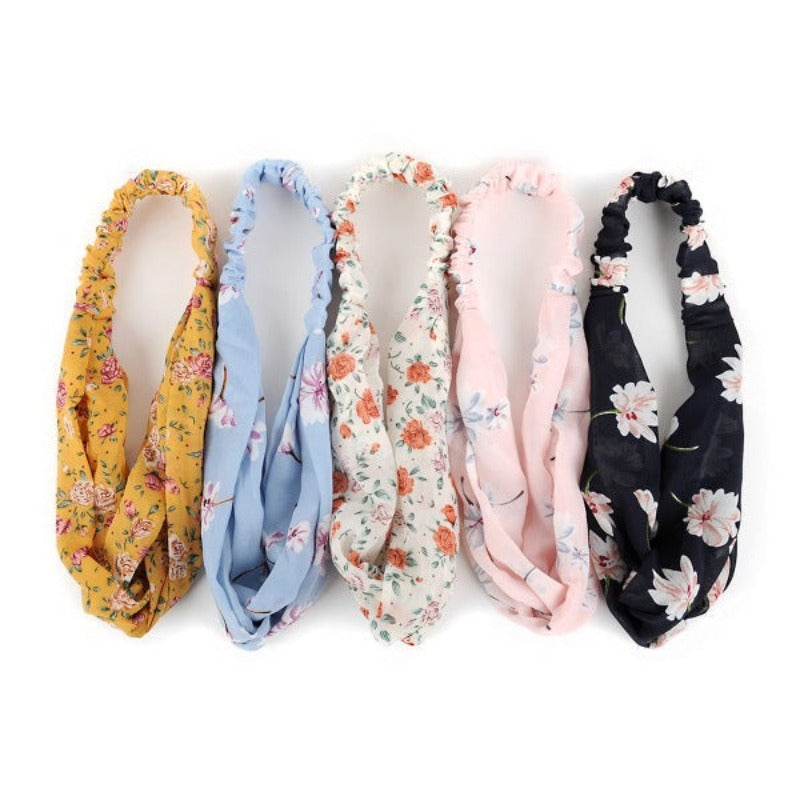 Floral Crisscross Headbands (Pack of 5) - Jolie Vaughan | Online Clothing Store in Baton Rouge, LA