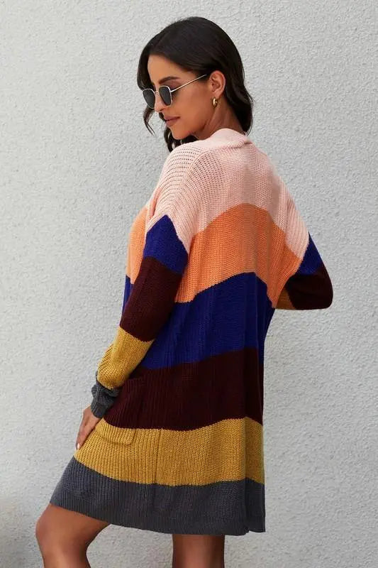 Abigail Colorblock Open Front Oversized Knit Cardigan Jolie Vaughan | Online Clothing Boutique near Baton Rouge, LA