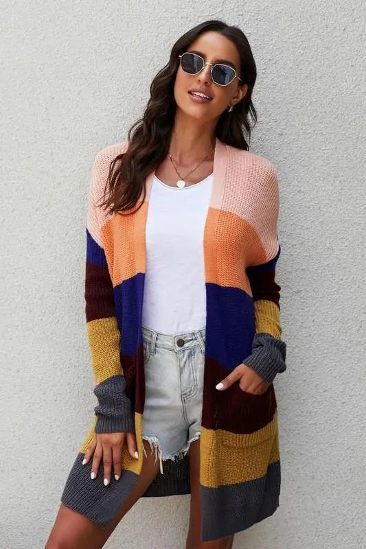 Abigail Colorblock Open Front Oversized Knit Cardigan Jolie Vaughan | Online Clothing Boutique near Baton Rouge, LA