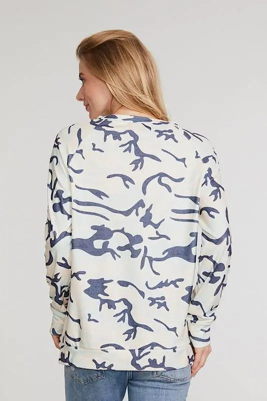 Amelia Relaxed Camouflage Print LS Tee Jolie Vaughan | Online Clothing Boutique near Baton Rouge, LA
