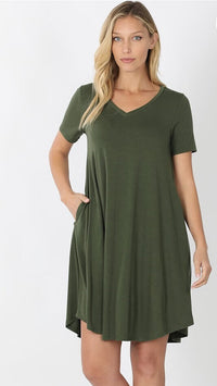 V-Neck Pocket T-Shirt Dress | Dresses for Mature Women Jolie Vaughan Boutique V-Neck Pocket T-Shirt Dress | Dresses for Mature Women Jolie Vaughan Boutique