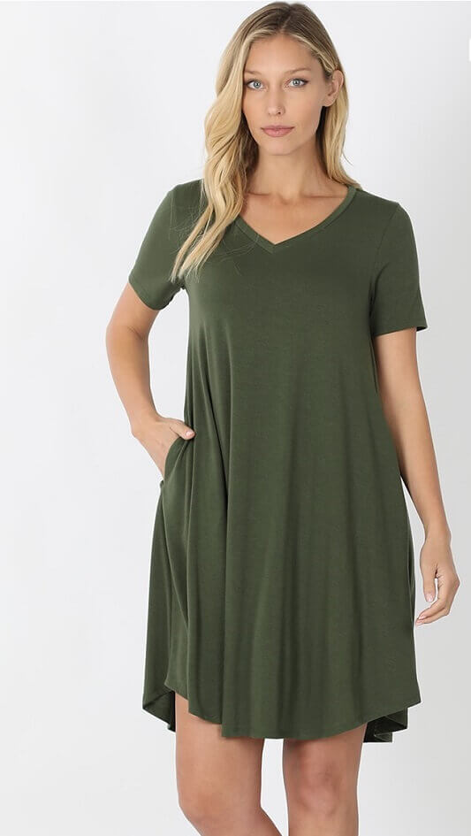 V-Neck Pocket T-Shirt Dress | Dresses for Mature Women Jolie Vaughan Boutique V-Neck Pocket T-Shirt Dress | Dresses for Mature Women Jolie Vaughan Boutique