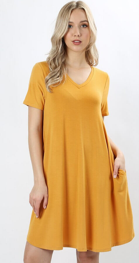 Mustard color hot sale t shirt dress