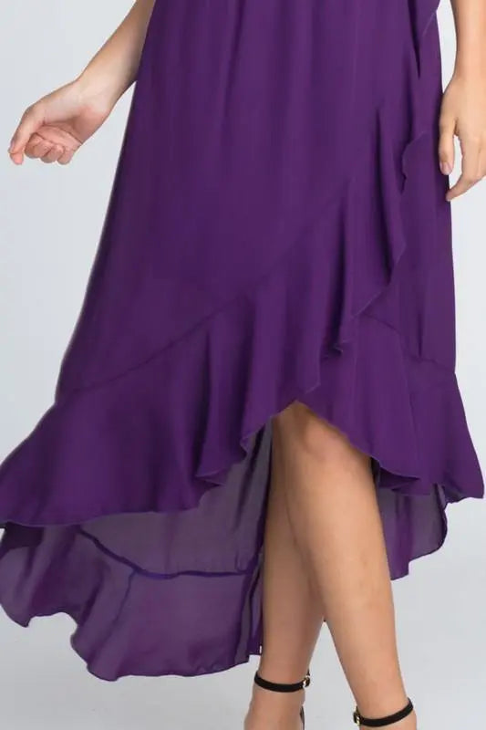 Asymmetrical High-Low Ruffle Hem Dress Jolie Vaughan | Online Clothing Boutique near Baton Rouge, LA
