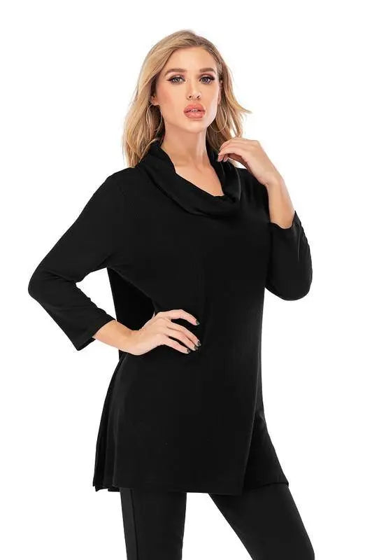 Aubrey Cowl-Neck Pullover Tunic Sweater Jolie Vaughan | Online Clothing Boutique near Baton Rouge, LA