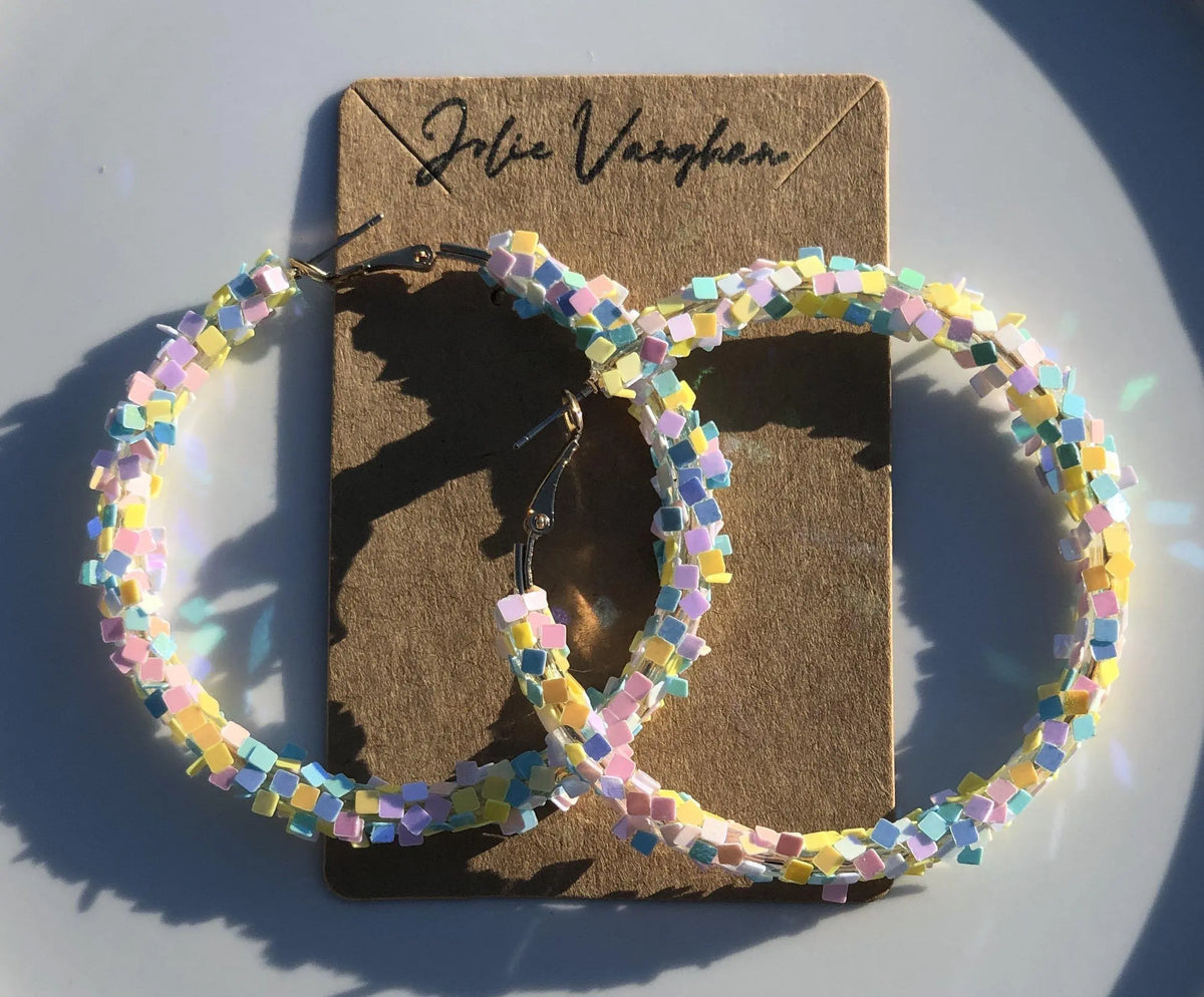 Better With Confetti Hoop Earrings Jolie Vaughan | Online Clothing Boutique near Baton Rouge, LA