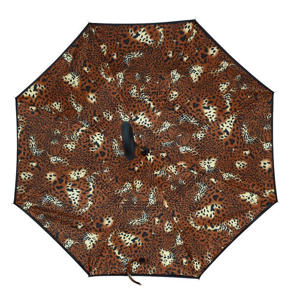 Leopard Parquet Inverted Umbrella Jolie Vaughan Mature Women's Online Clothing Boutique