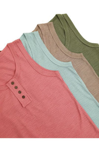 Neutral Ribbed Button Front Layering Tank