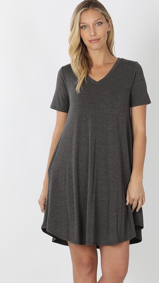 V-Neck Pocket T-Shirt Dress | Dresses for Mature Women Jolie Vaughan Boutique V-Neck Pocket T-Shirt Dress | Dresses for Mature Women Jolie Vaughan Boutique