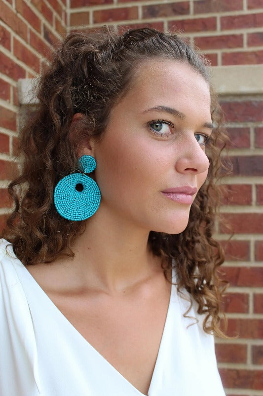 Circular Seed Bead Post Earrings Jolie Vaughan | Online Clothing Boutique near Baton Rouge, LA