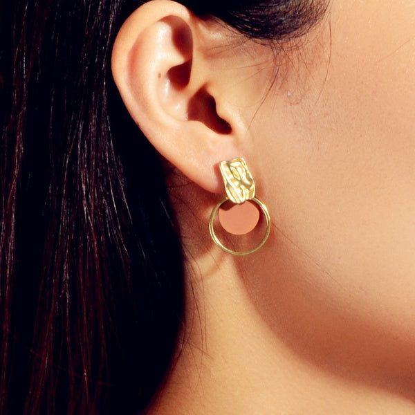 Geo Hammered Dangle Earrings Jolie Vaughan Mature Women's Clothing Online Boutique