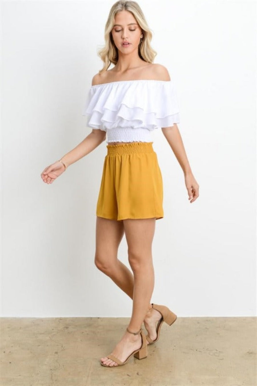 Yellow flowy hot sale shorts