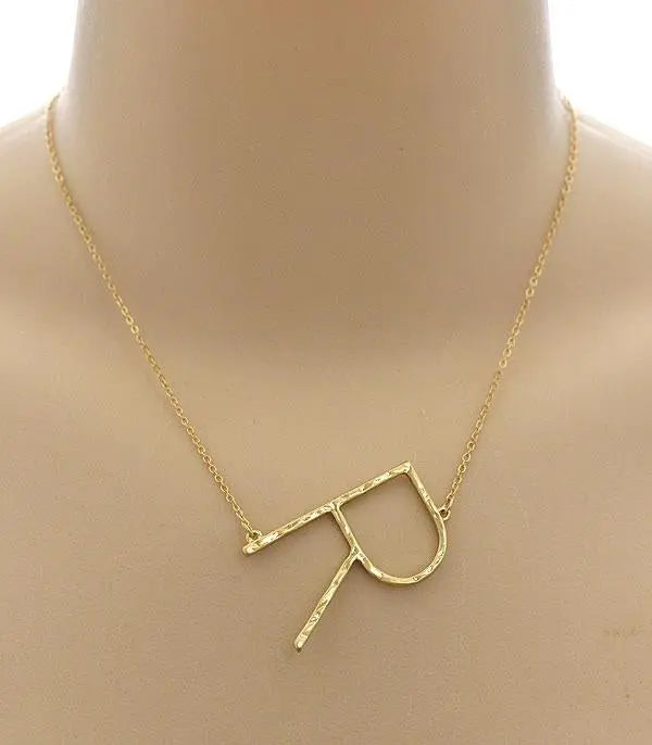 Hammered Initial Necklace Jolie Vaughan | Online Clothing Boutique near Baton Rouge, LA Intial Necklace-personalized jewerly-necklace-womens jewlerly-womens jewelry afterpay-mature women-jolie j-jolie girl