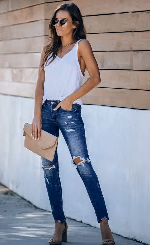 Everyday Midrise Destructed Ankle Skinny Jeans  Women's Denim – Jolie  Vaughan Mature Women's Online Clothing Boutique