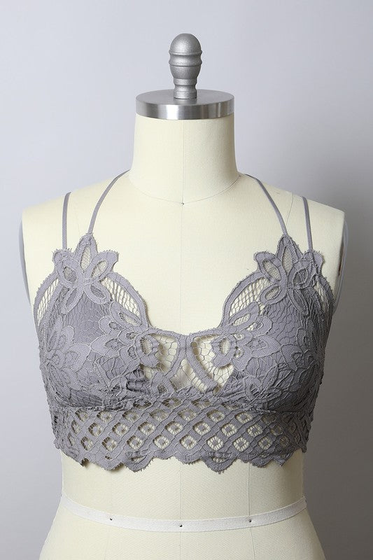 Anemone Women's Full Lace Bralette with Hook Clasp