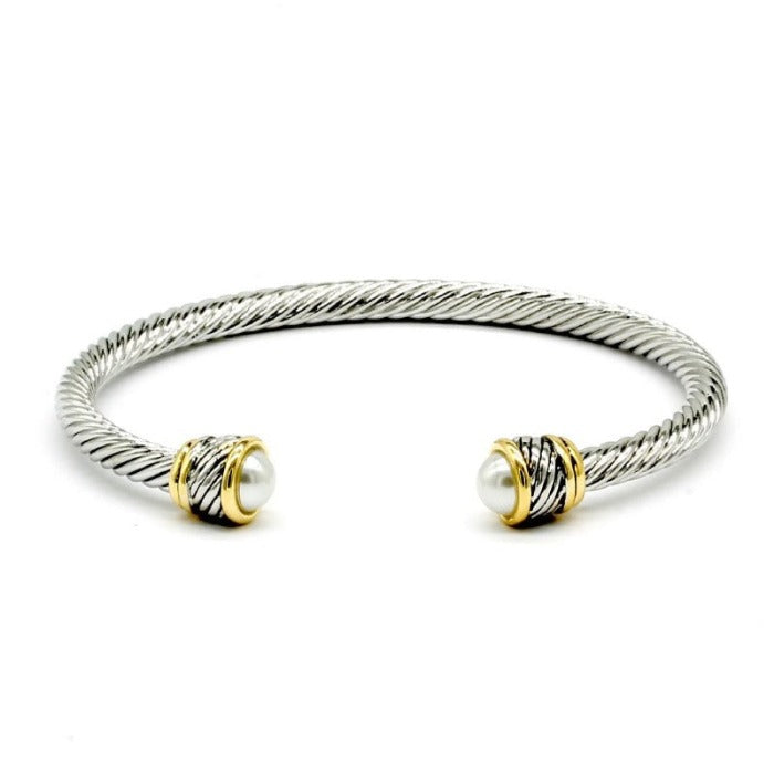 Pearl Cable Cuff Bracelet Jolie Vaughan Mature Women's Online Clothing Boutique
