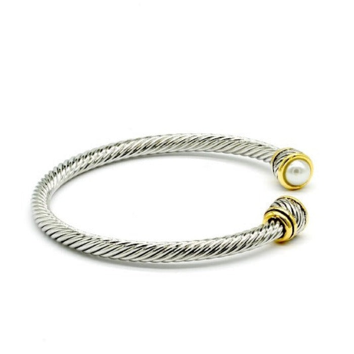 Pearl Cable Cuff Bracelet Jolie Vaughan Mature Women's Online Clothing Boutique