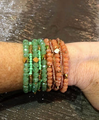 This set of 5 glass faceted beads in stretch bracelets is perfect!   Stretch and stack our casual, everyday bracelets with feminine flair. Wear them on their own or layer them to create your perfect look. Mix and match, stack them up or wear them alone- the possibilities are endless with this five pack of stretch bracelets! 