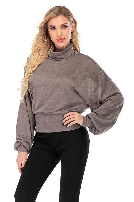 Laura High-Neck Hip-Hugger Balloon Sleeve Sweater Jolie Vaughan | Online Clothing Boutique near Baton Rouge, LA