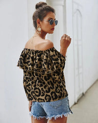 Leopard Off-Shoulder Long Sleeve Ruffle Top Jolie Vaughan | Online Clothing Boutique near Baton Rouge, LA