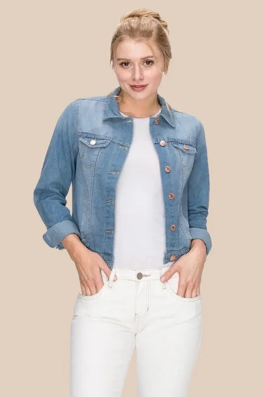 Light Blue Denim Jacket Jolie Vaughan | Online Clothing Boutique near Baton Rouge, LA
