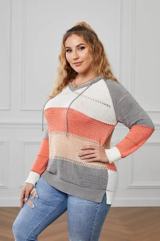 Lillian Colorblock Hooded Knit Sweater Jolie Vaughan | Online Clothing Boutique near Baton Rouge, LA