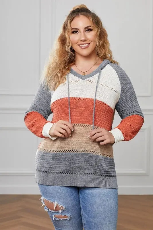 Lillian Colorblock Hooded Knit Sweater Jolie Vaughan | Online Clothing Boutique near Baton Rouge, LA