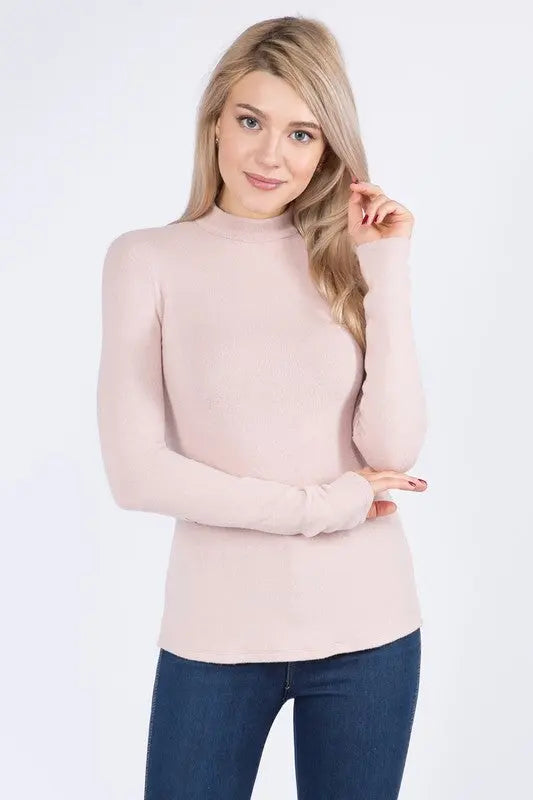 Morgan Uber-Soft Long-Sleeved Mock-Neck Cozy Top Tops – Jolie